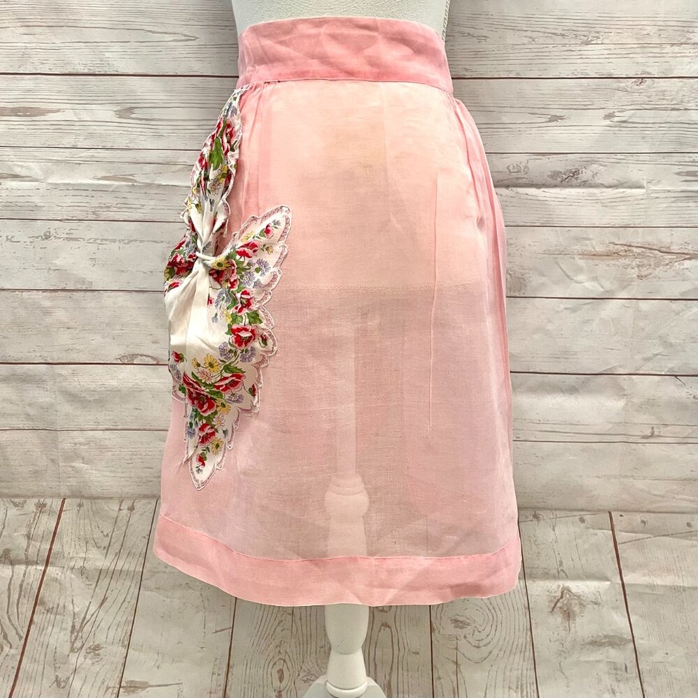 Vintage Sheer Retro Apron with Vintage Hanky Pocket
